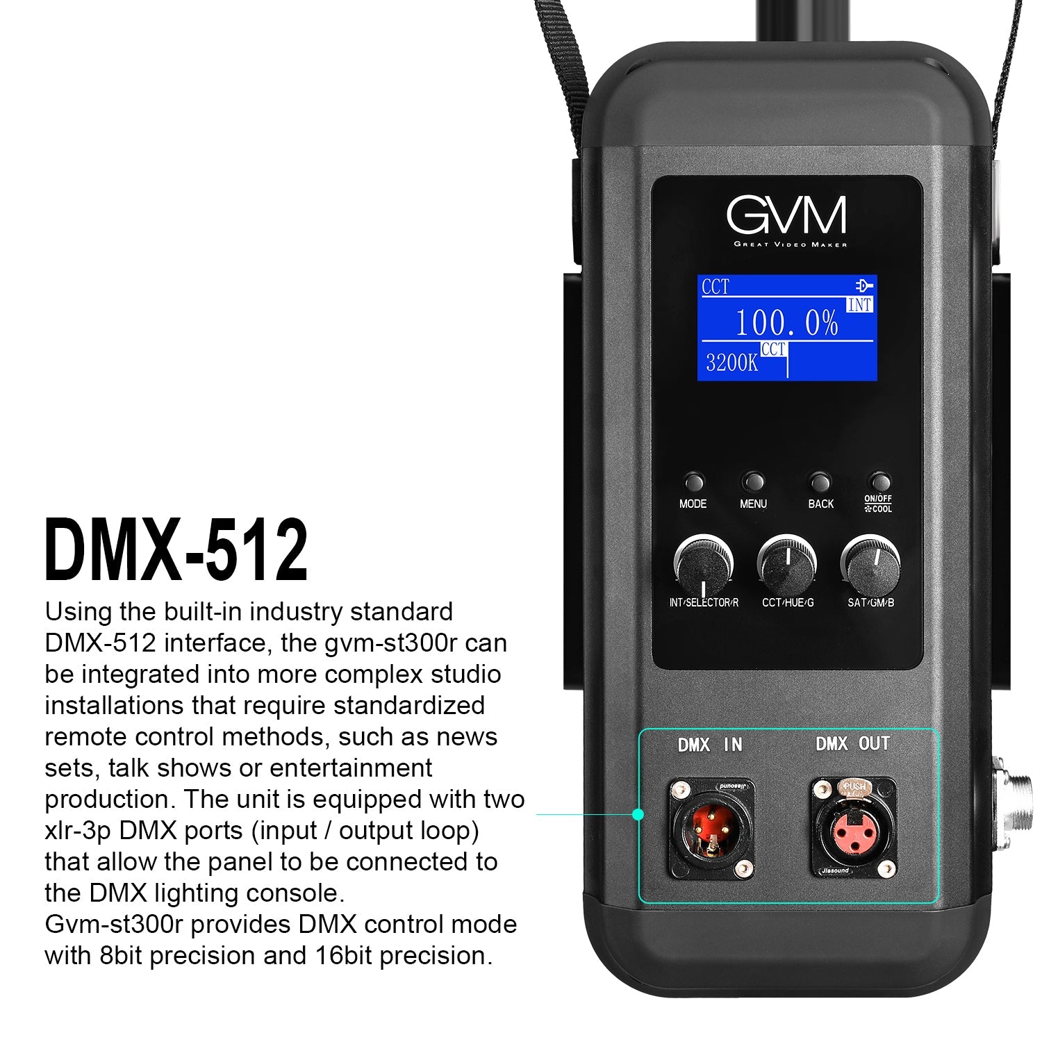 GVM-ST300R 300W Led Video Light RGB+Bi-Color Double Sided Daylight Balanced COB Light - GVMLED