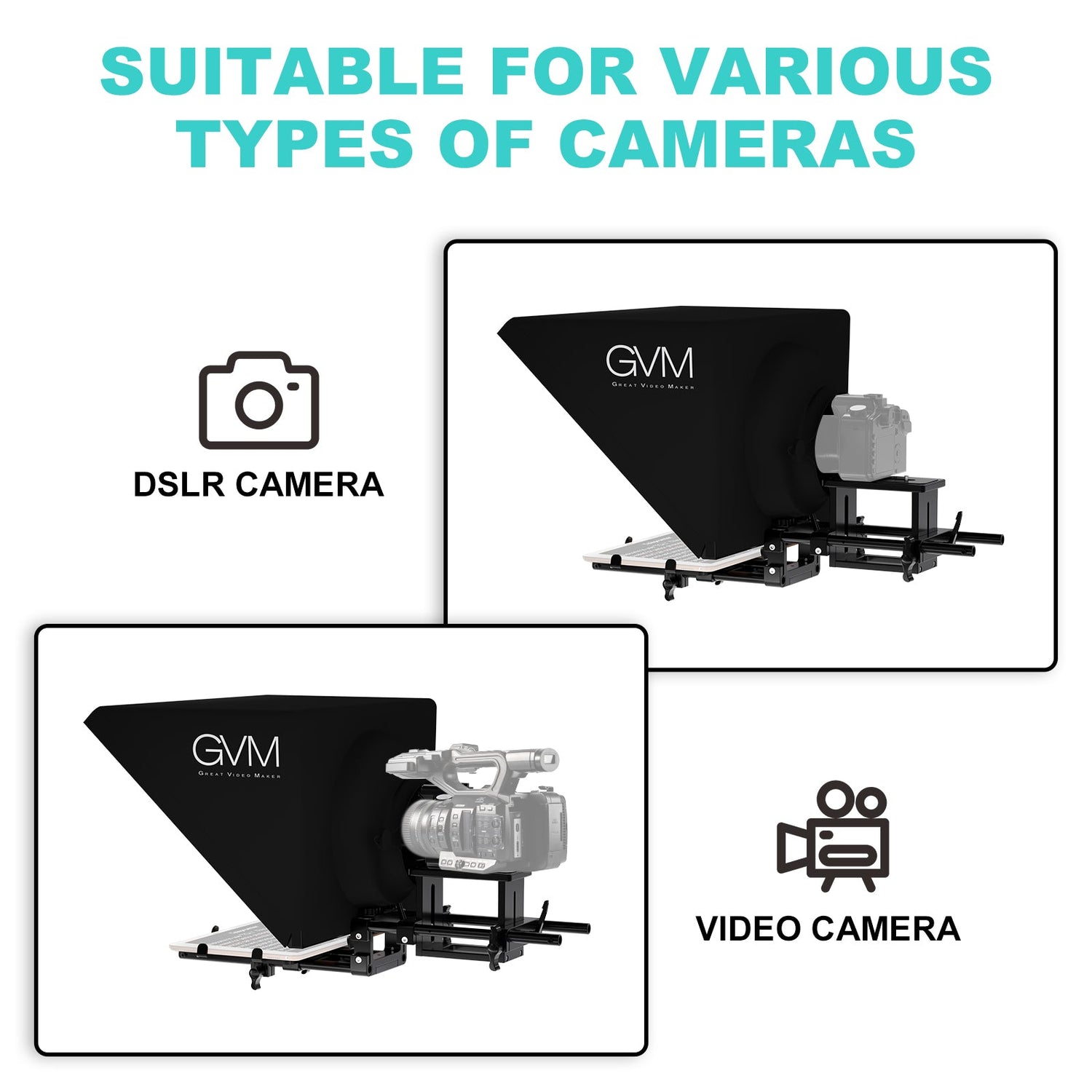 GVM TQ-L Teleprompter for Tablets and Smartphones with Bluetooth Remote and App - GVMLED