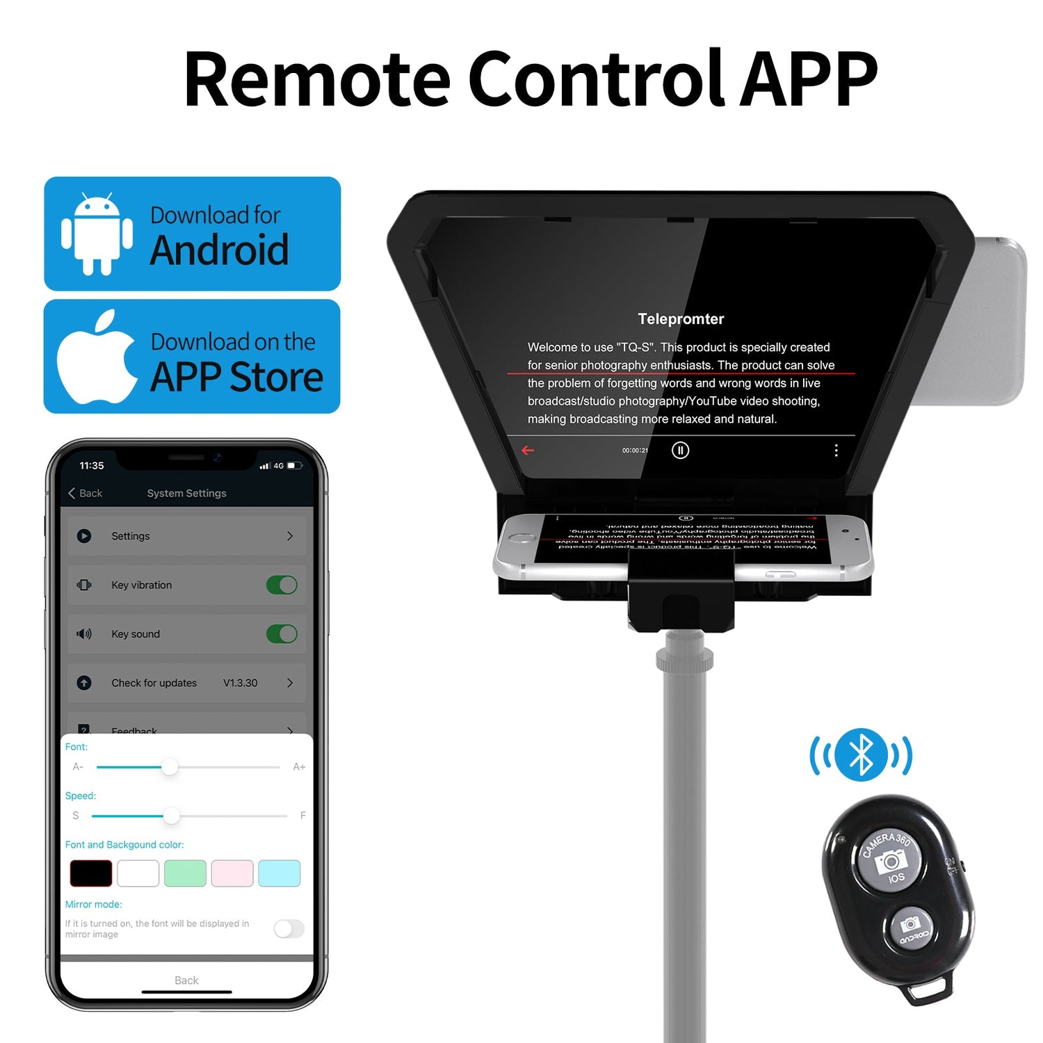 GVM TQ-S Teleprompter for iPad Tablet & Smartphone with Bluetooth APP Control - GVMLED