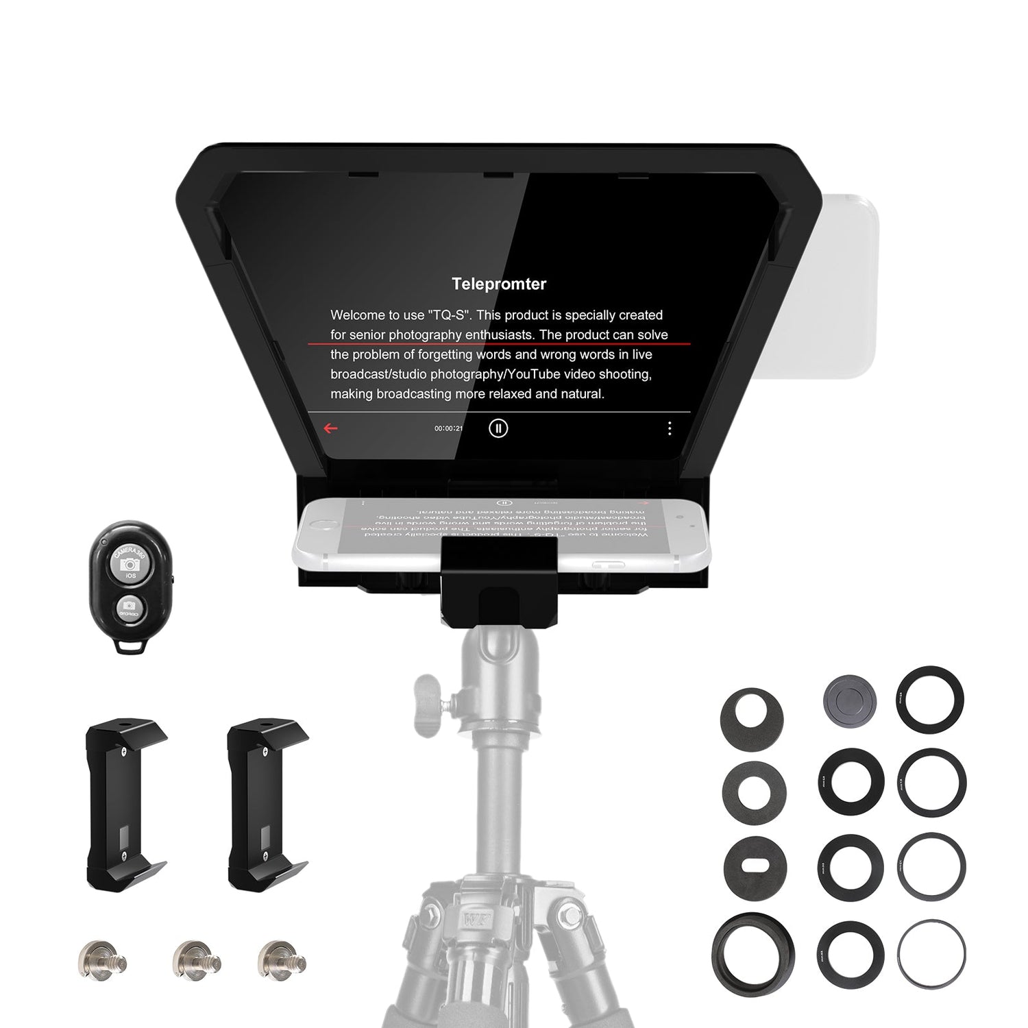 GVM TQ-S Teleprompter for iPad Tablet & Smartphone with Bluetooth APP Control - GVMLED