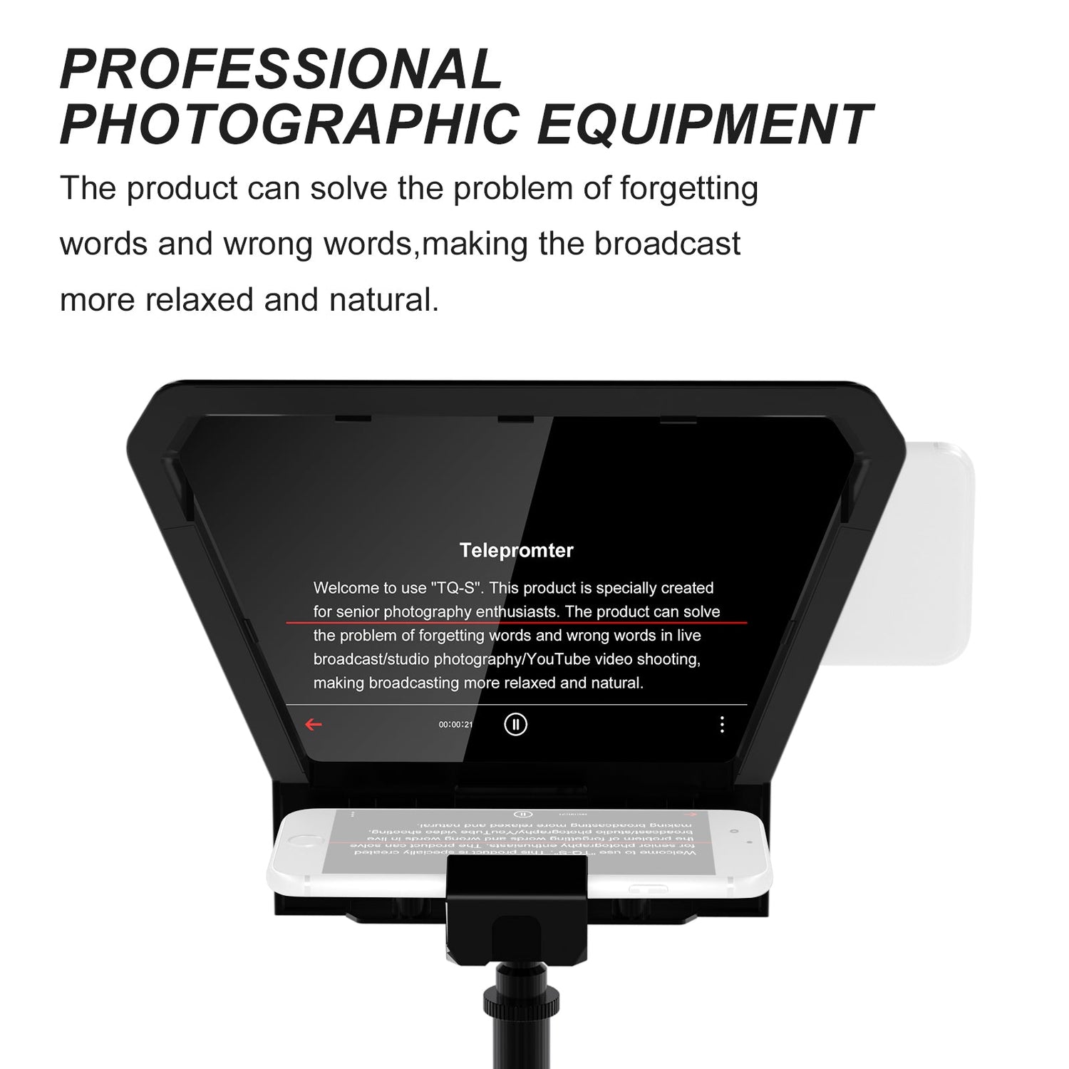 GVM TQ-S Teleprompter for iPad Tablet & Smartphone with Bluetooth APP Control - GVMLED