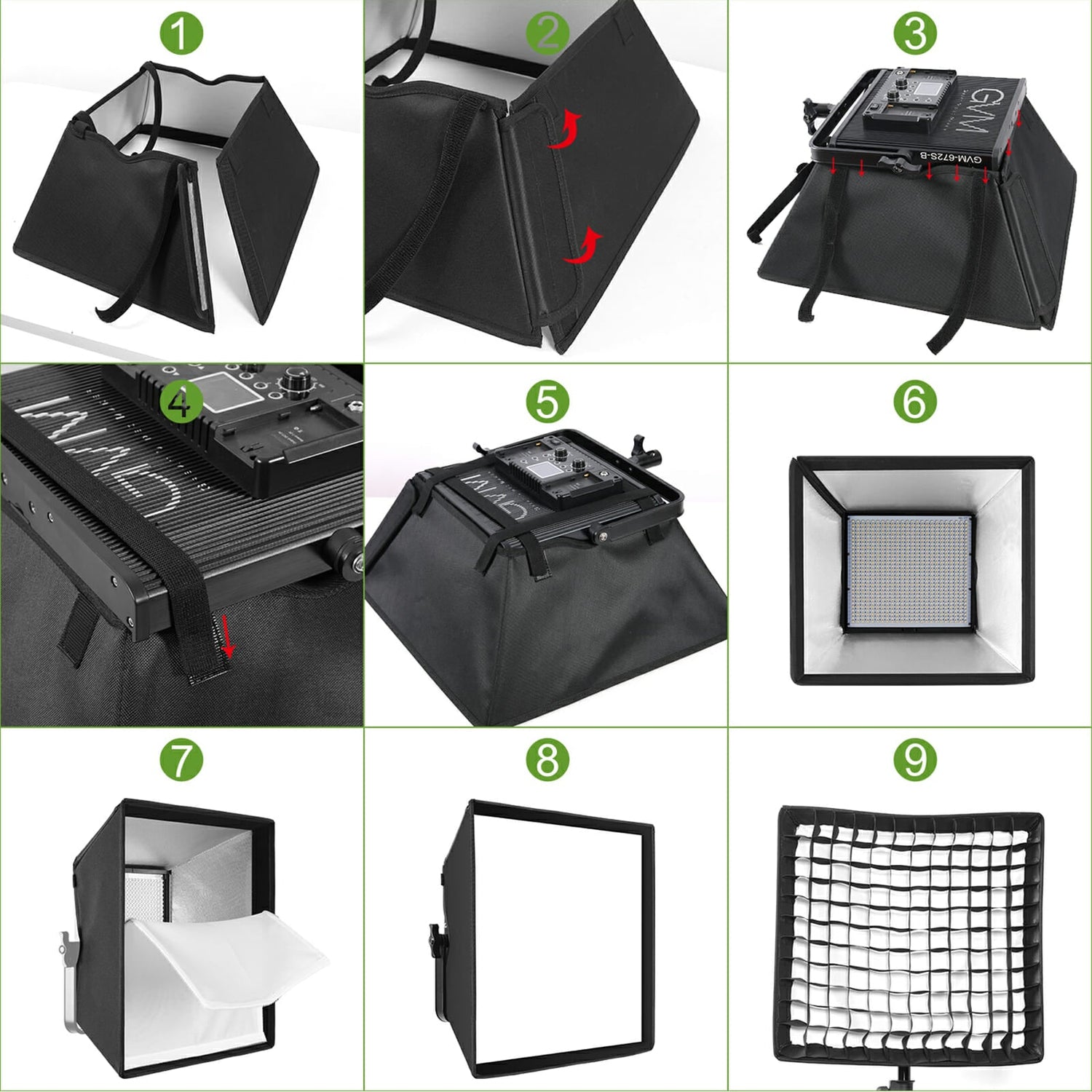 GVM Video Light Softbox for 672S/MB832/50RS/520LS/ and 1200D Series LED Lights (14.9