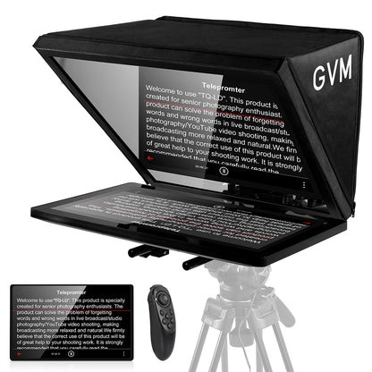 GVM TQ-LD Teleprompter for iPad Tablet & Smartphone with Bluetooth APP Control - GVM