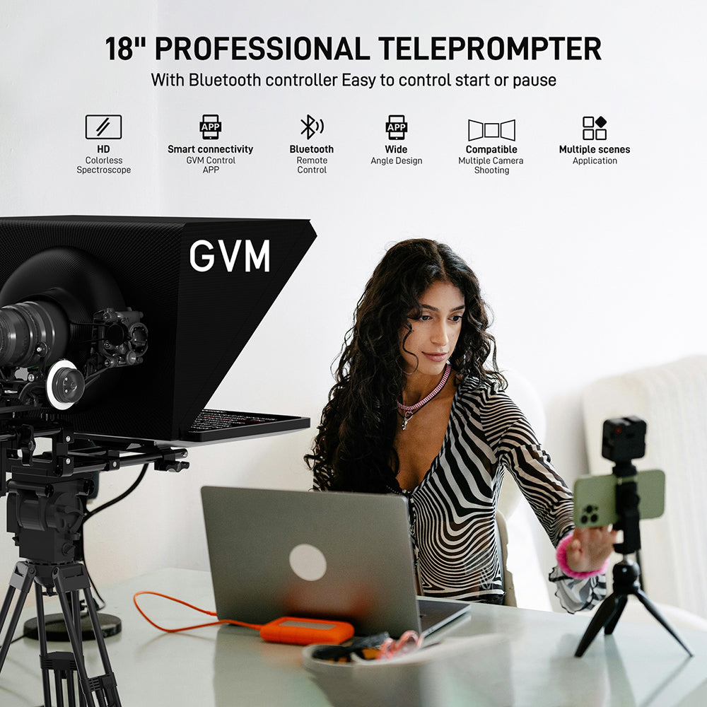 Gvm Teleprompter Travel Kit With 18.5 Android All In One Monitor And Flight Case