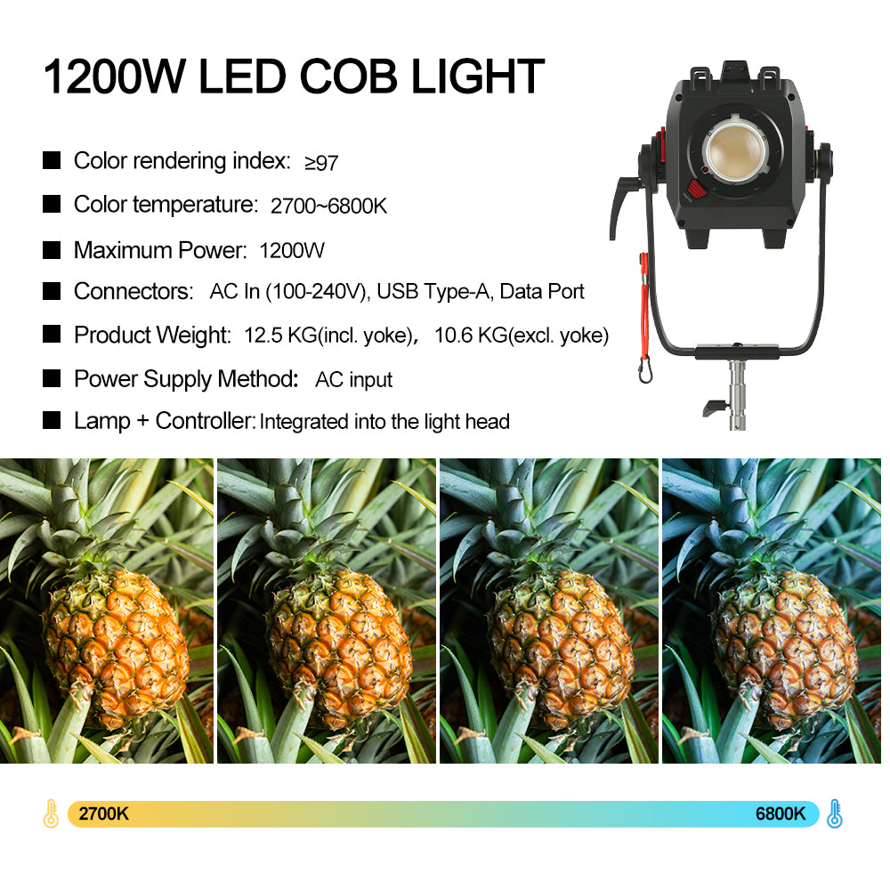 GVM 1200B AIO 1200W Bi-Color Integrated Spotlight - GVM