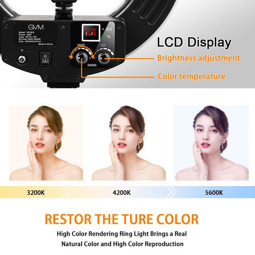GVM-18S 55W High Power Bi-Color LED Ring Light Kit (18