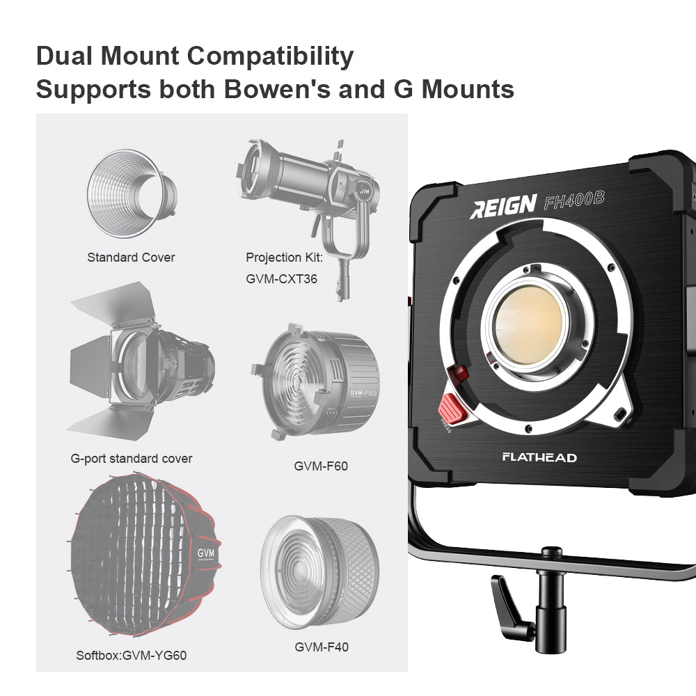 Flathead  FH400B  400W constant power Bi-color   flat  light