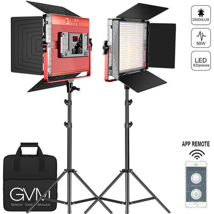 GVM-MB832-2L 50W high-power soft light dual-color LED video soft light with bracket - GVM