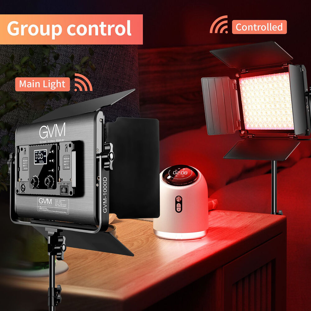 GVM-1000D 45W Bi-Color & RGB Video Light(3-Light Kit)