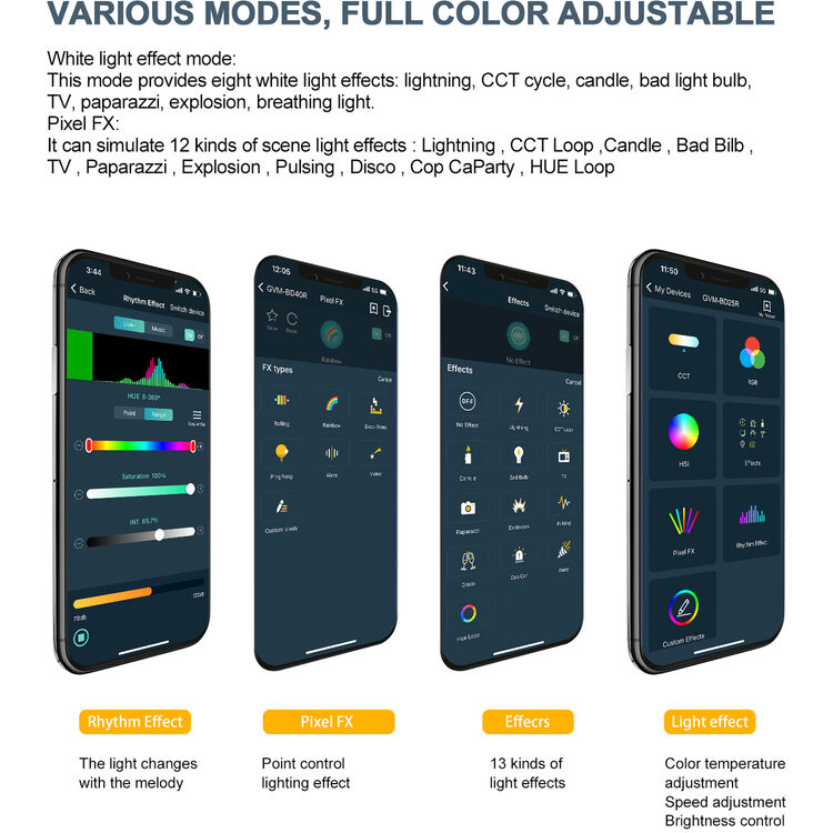 GVM RGB Tube Light with Softbox, 2 Packs 25W Handheld Wand Light, 24