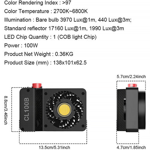 GVM CL100B Portable Bi-Color LED Monolight