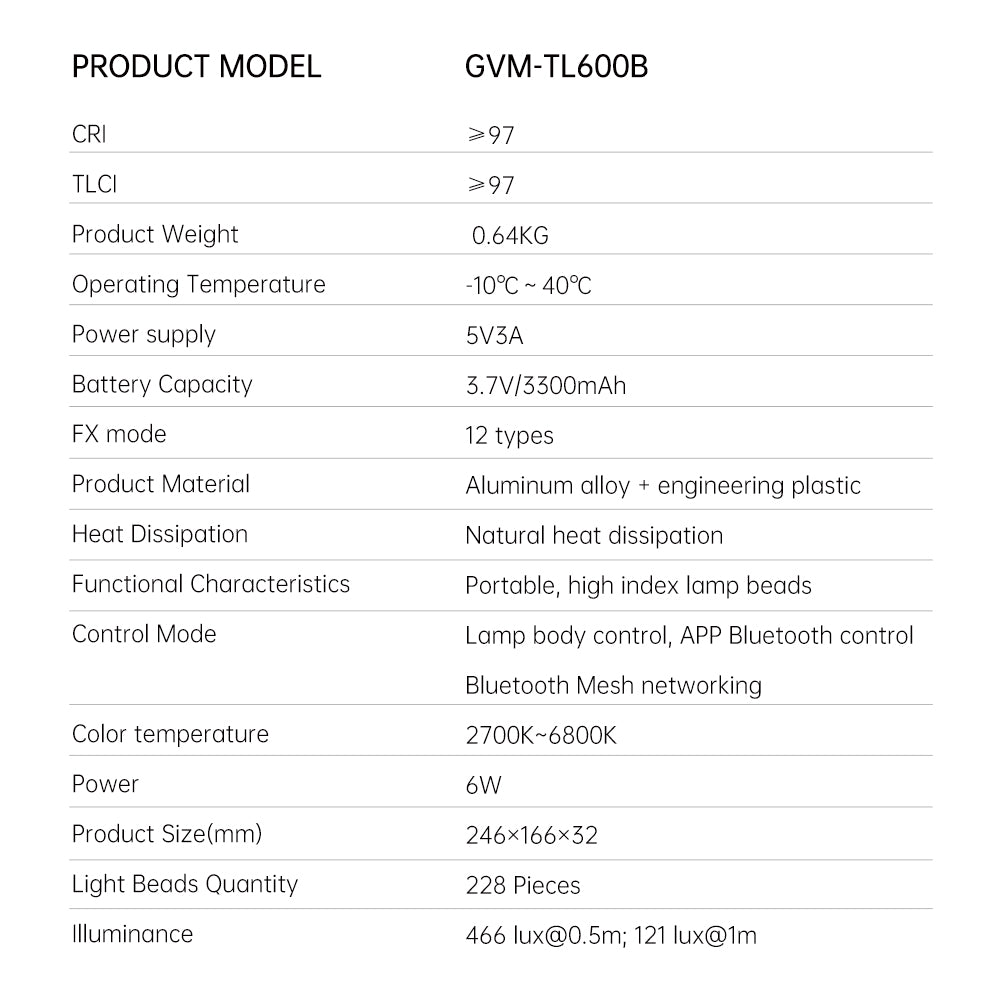 GVM TL600B 6W hand-held dual color temperature mobile phone ring light for live stream