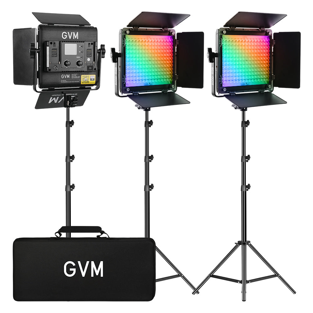 GVM-800D-III 40W Bi-color and RGB Video Panel Light(3-Light Kit)