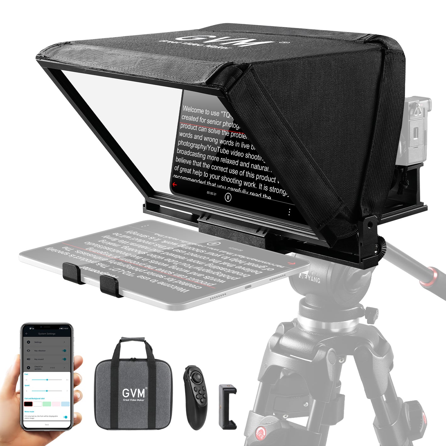 GVM Teleprompter TQ-MB for Tablets & Smartphones with Remote Control