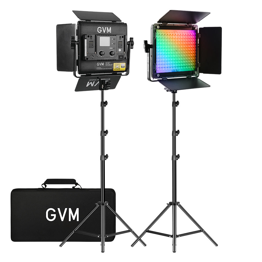 GVM-800D-III 40W Bi-color and RGB Video Panel Light(2-Light Kit)