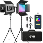 GVM RGB LED Video Light with Lighting Kits, 880RS 60W Led Panel Light with Bluetooth Control, 2 Packs Photography Lighting for YouTube Studio, Video Shooting, Gaming, Streaming, Conference - GVM