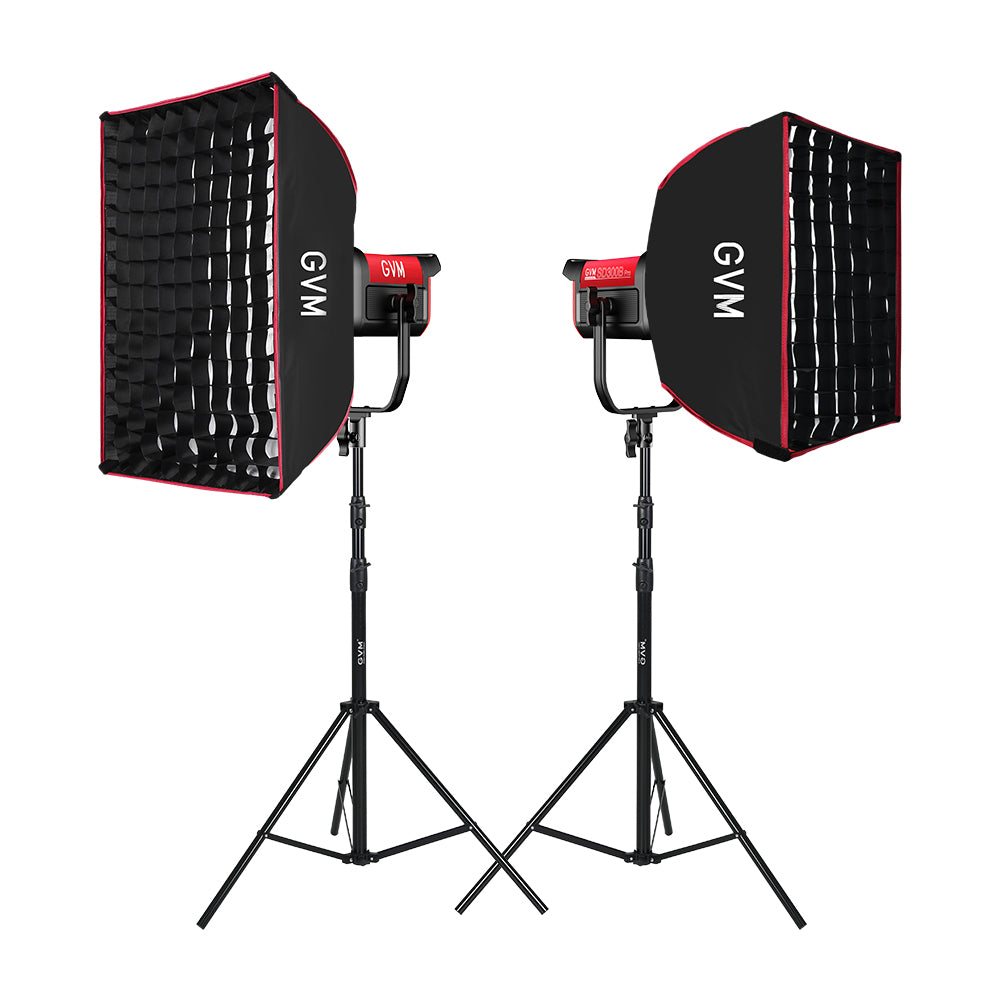 GVM PRO-SD200B 200W Bi-Color Monolight V-mount Mesh Bluetooth with softbox and light stand(2-Lights kit)
