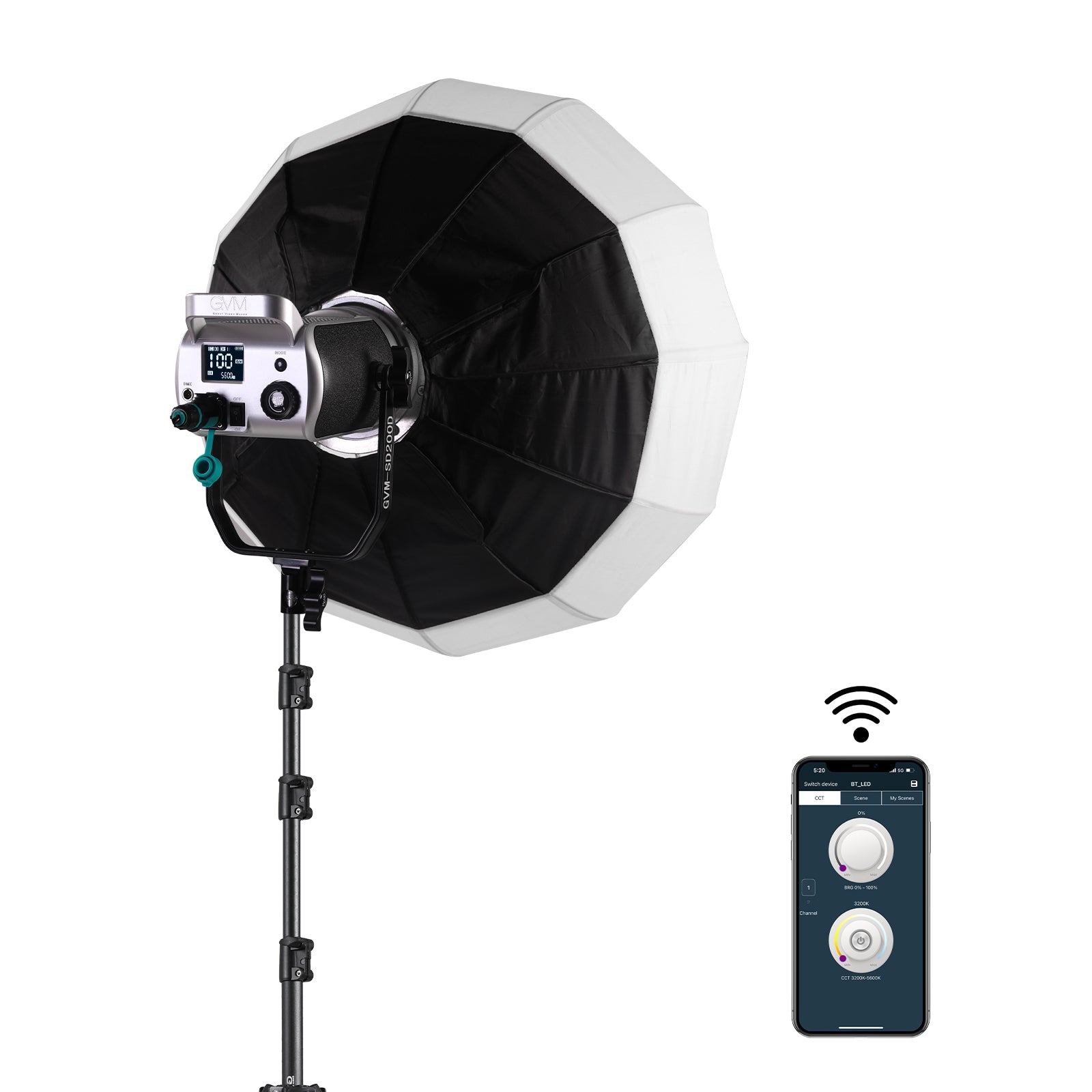 GVM SD300D Bi-Color LED Video Spotlight Kit with Stand and Lantern Softbox - GVM