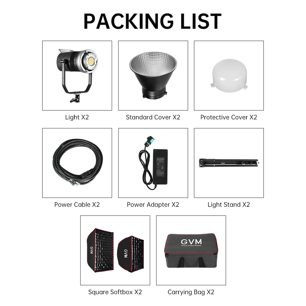 GVM SD200R RGB Bi-Color LED Video Light Monolight（2-Light kit）