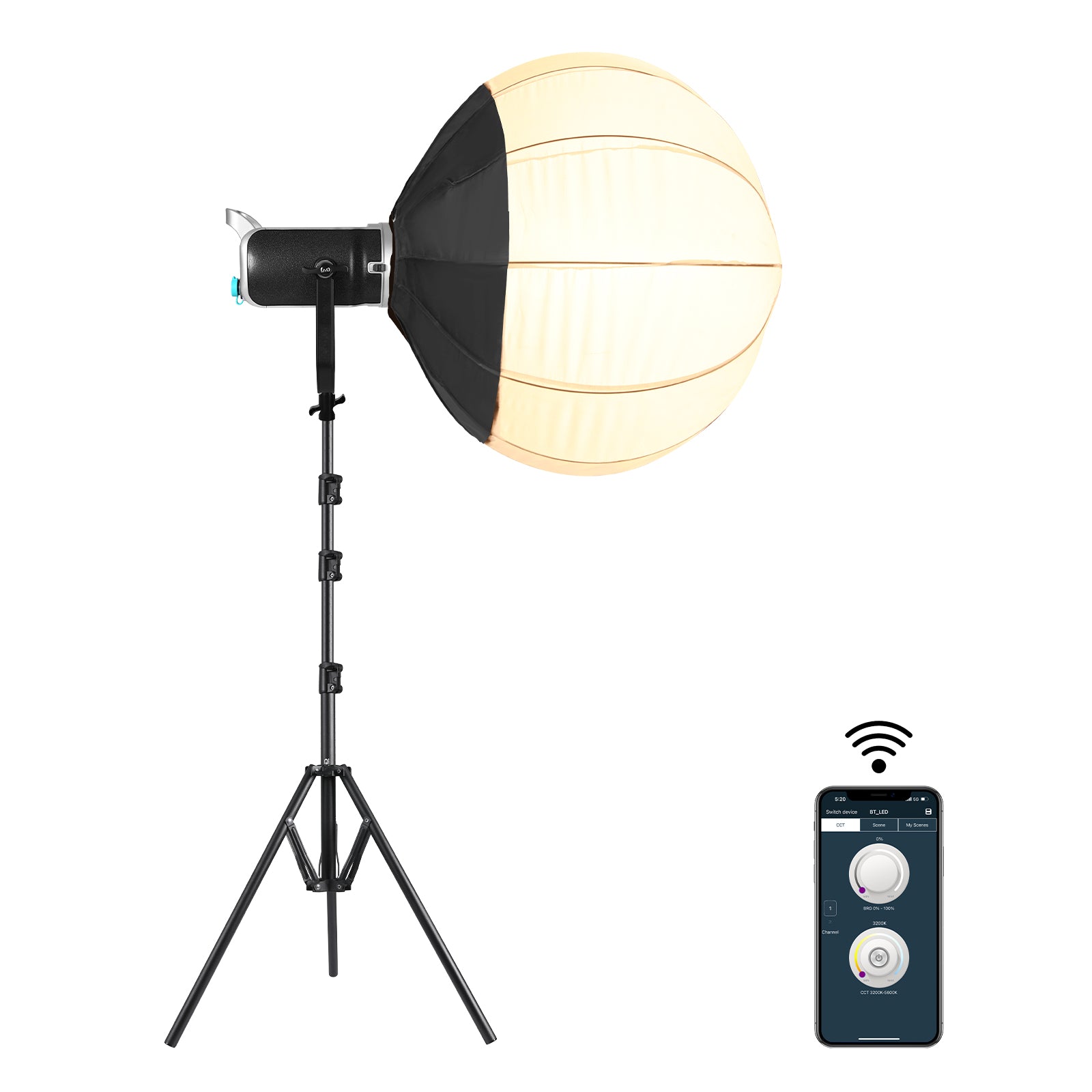 GVM SD300D Bi-Color LED Video Spotlight Kit with Stand and Lantern Softbox - GVM