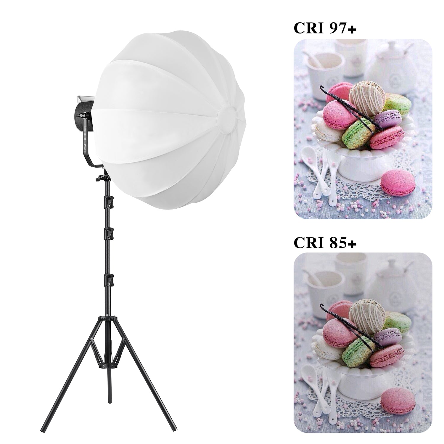 GVM SD300D Bi-Color LED Video Spotlight Kit with Stand and Lantern Softbox