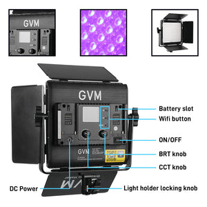 GVM-800D-III 40W Bi-color and RGB Video Panel Light(3-Light Kit)
