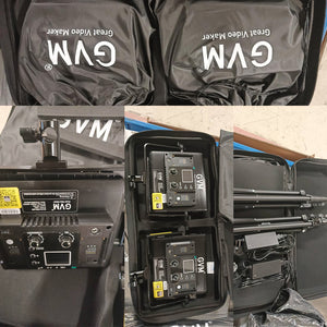 GVM-480LS 28W 2 Pack LED Video Lighting Kits with APP Control, Bi-Color Variable 2300K~6800K with Digital Display Brightness of 10~100% for Video Photography, CRI97+ TLCI97 Led Video Light Panel +Barndoor（Open Box）