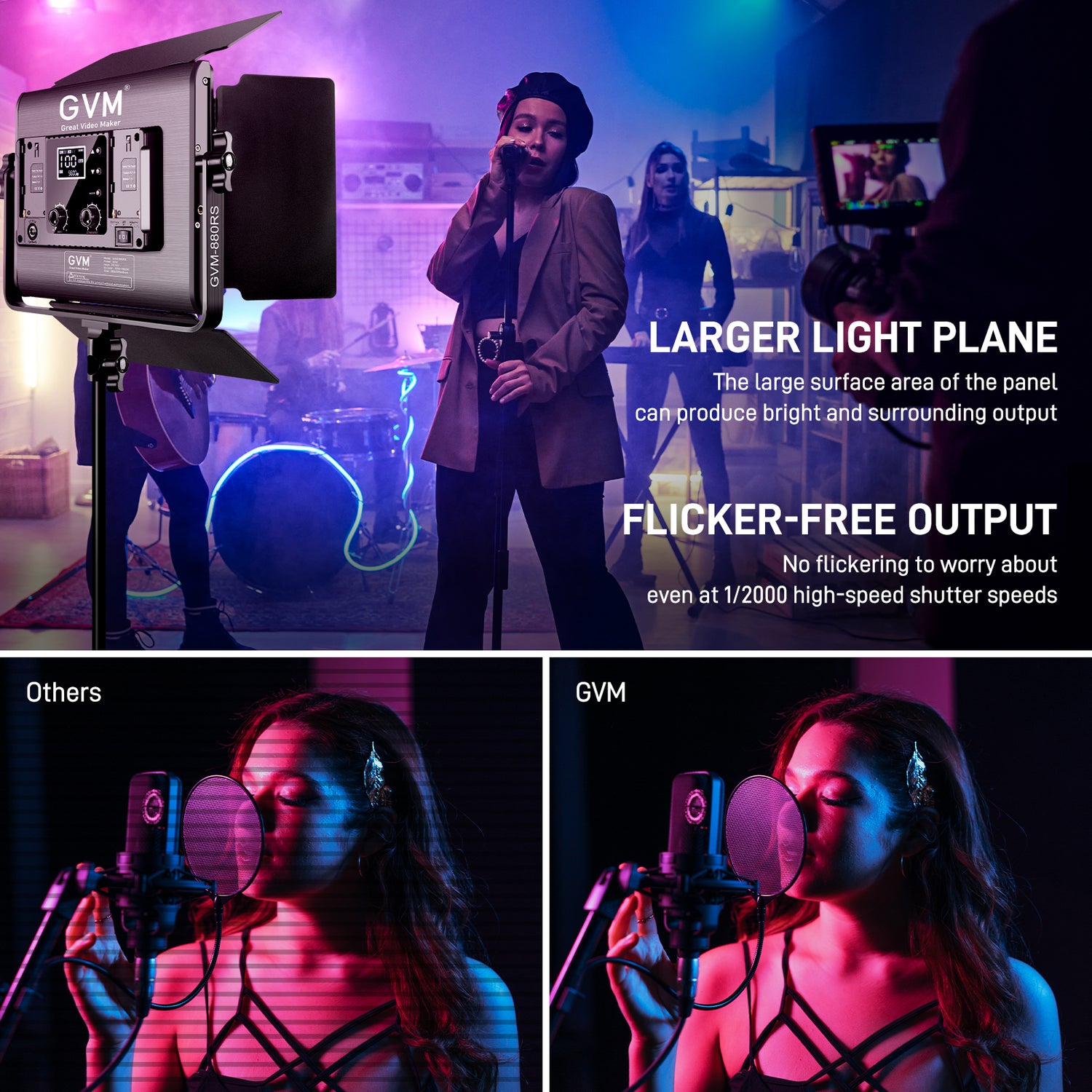 GVM RGB LED Video Light with Lighting Kits, 880RS 60W Led Panel Light with Bluetooth Control, 2 Packs Photography Lighting for YouTube Studio, Video Shooting, Gaming, Streaming, Conference