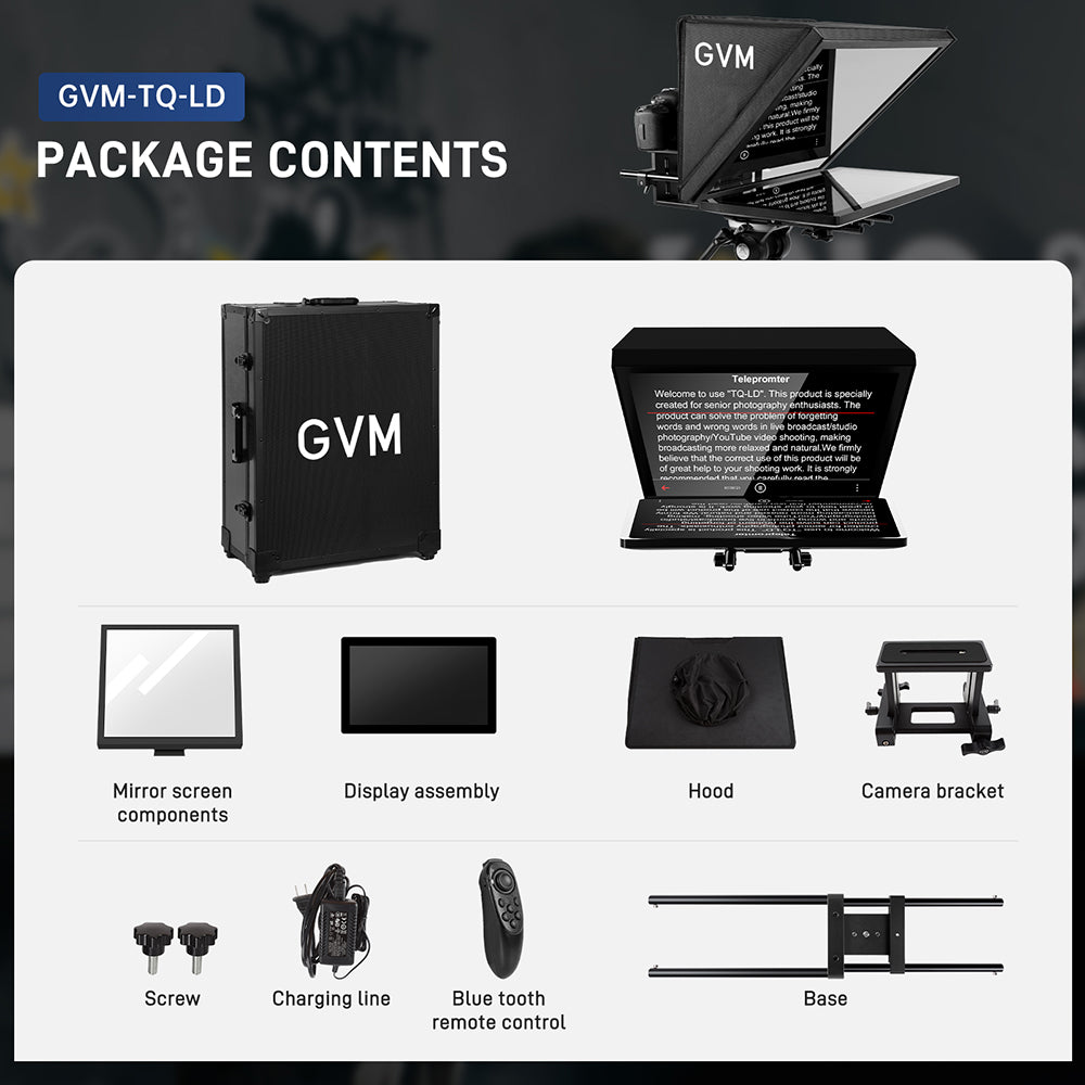Gvm Teleprompter Travel Kit With 18.5 Android All In One Monitor And Flight Case - GVM