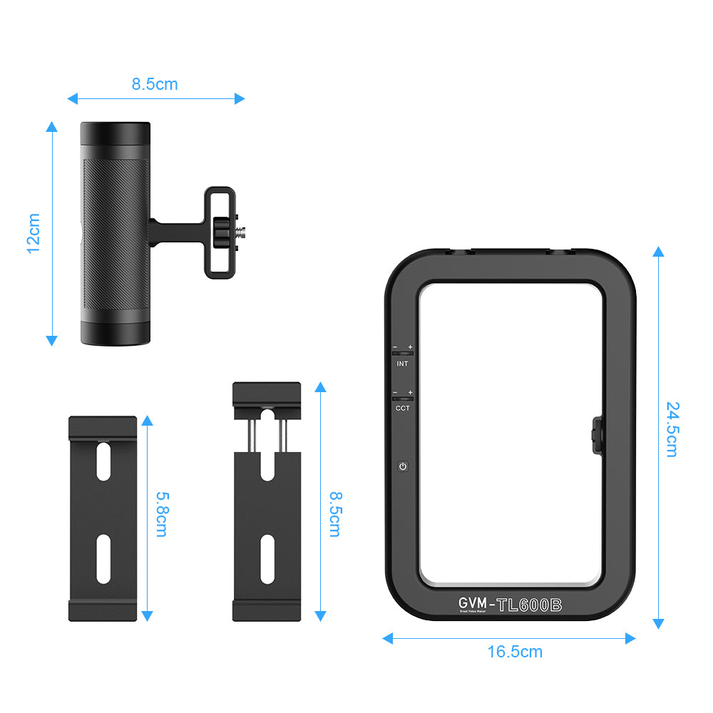GVM TL600B 6W hand-held dual color temperature mobile phone ring light for live stream