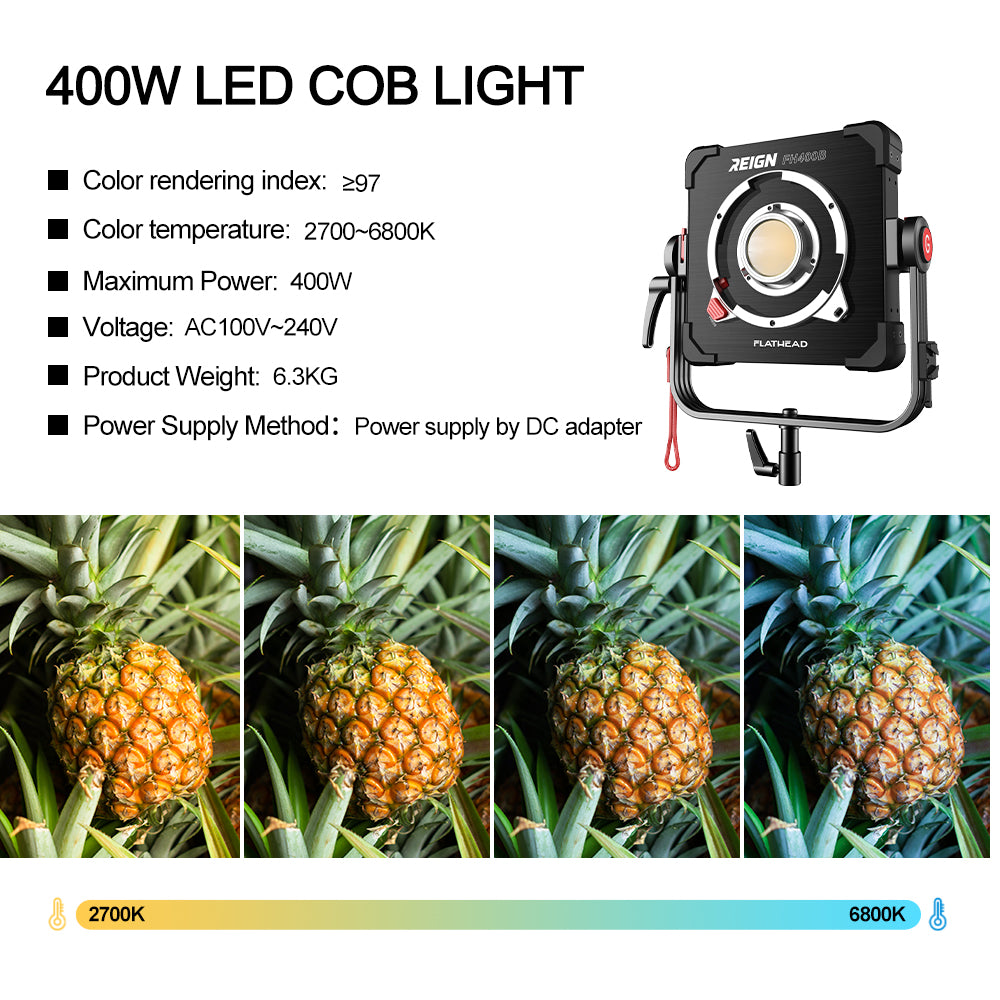 Flathead  FH400B  400W constant power Bi-color   flat  light