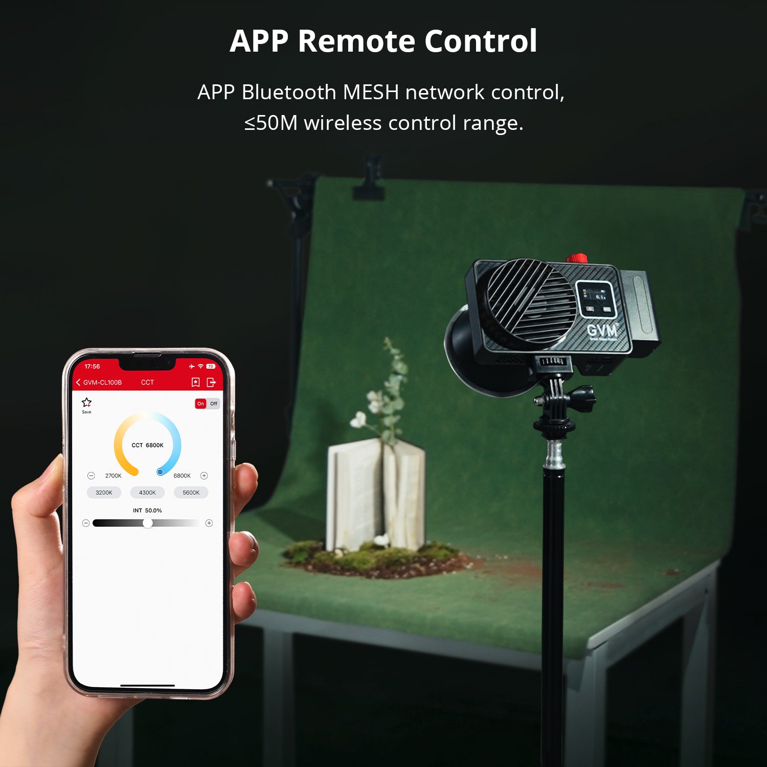 GVM 100W LED Video Light,Professional Photography Lighting Portable Continuous Output Lighting 2700K~6800K,18500 lux@1m with Standard Reflector for Studio Photography