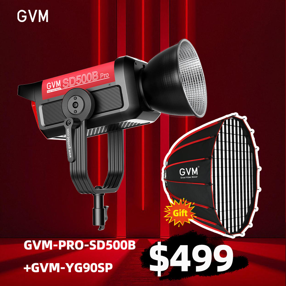 GVM PRO-SD500B 500W Waterproof Bi-Color Monolight (V-mount & Mesh Bluetooth)(Get 1 Softbox Free value $139)