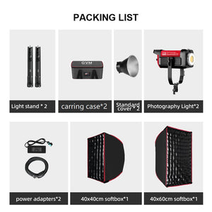 GVM PRO-SD300B 300W Bi-Color Monolight V-mount Mesh Bluetooth with softbox and light stand(2-Lights kit)