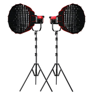 GVM PRO-SD300B 300W Bi-Color Monolight V-mount Mesh Bluetooth with softbox and light stand(2-Lights kit) - GVM