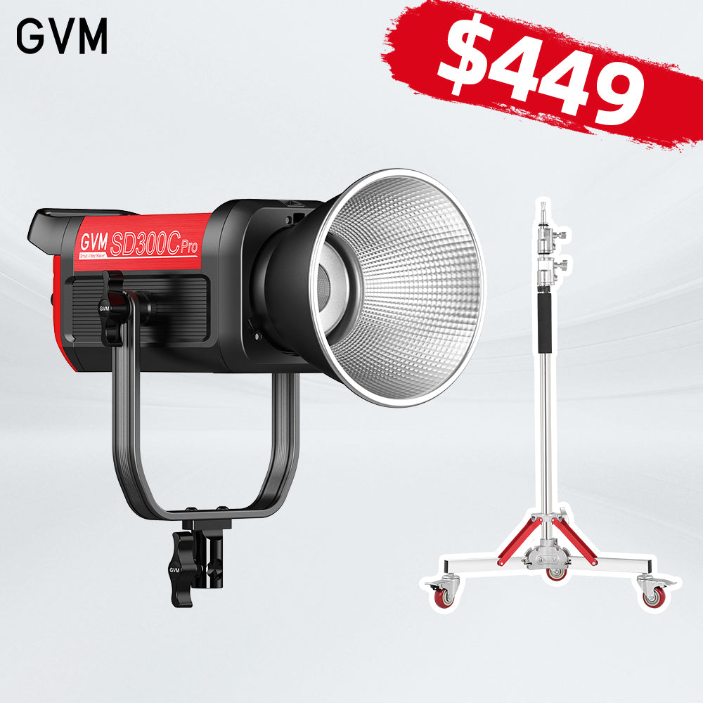 GVM PRO SD300C 300W High Power RGB&Bi-Color Monolight（Get 1 stand Free value $149）