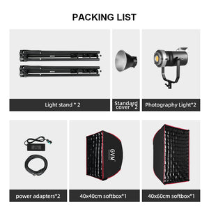 GVM SD300D 300W Bi-Color LED Monolight with softbox and light stand(2-Lights kit)