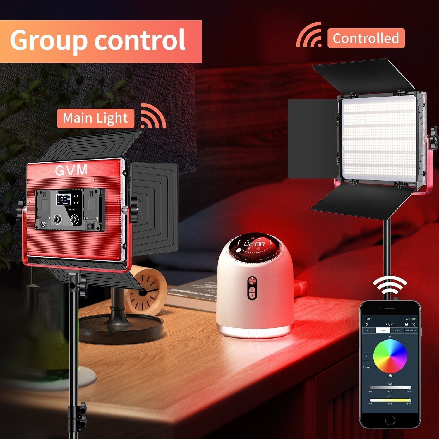 GVM - 1200D 50W Bi - Color+50W RGB 2lamp - Video Light With Softbox - GVM