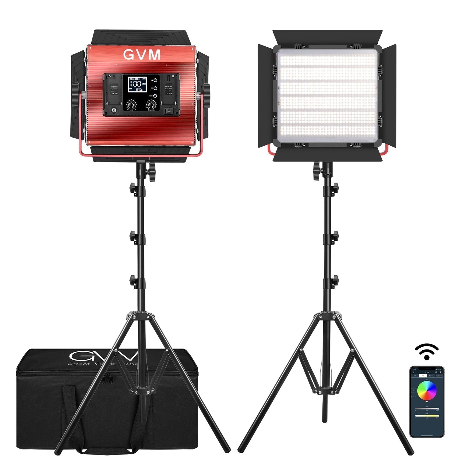 GVM - 1200D 50W Bi - Color+50W RGB Video Light - GVM