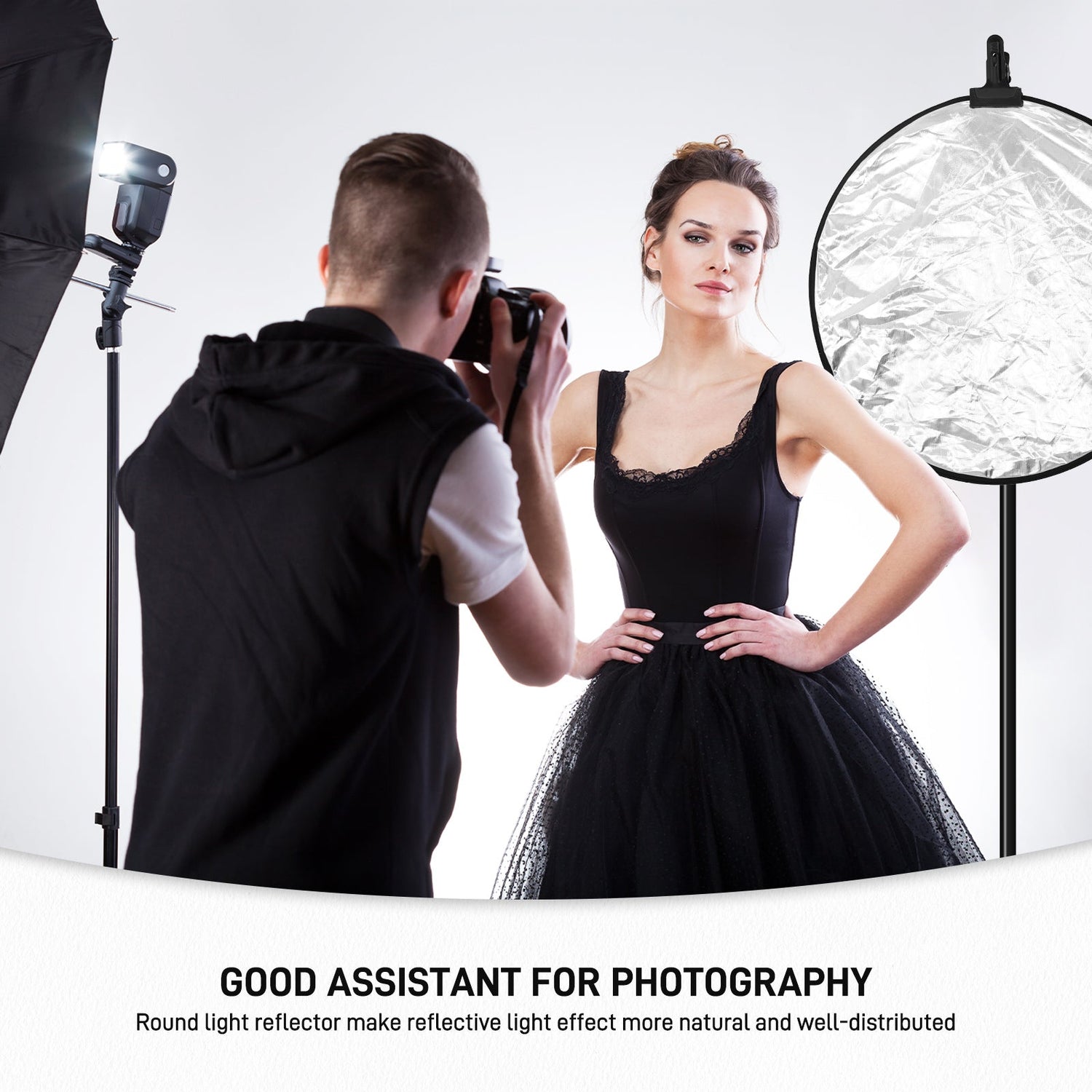 GVM 24 Inch/60cm Photography Reflector, 5 in 1 Reflector Photography Collapsible - Silver, Gold, White, Black, Translucent, Portable Light Reflector with Carry Bag for Outdoor Photography - JIAN CHENG TECHNOLOGY INC.