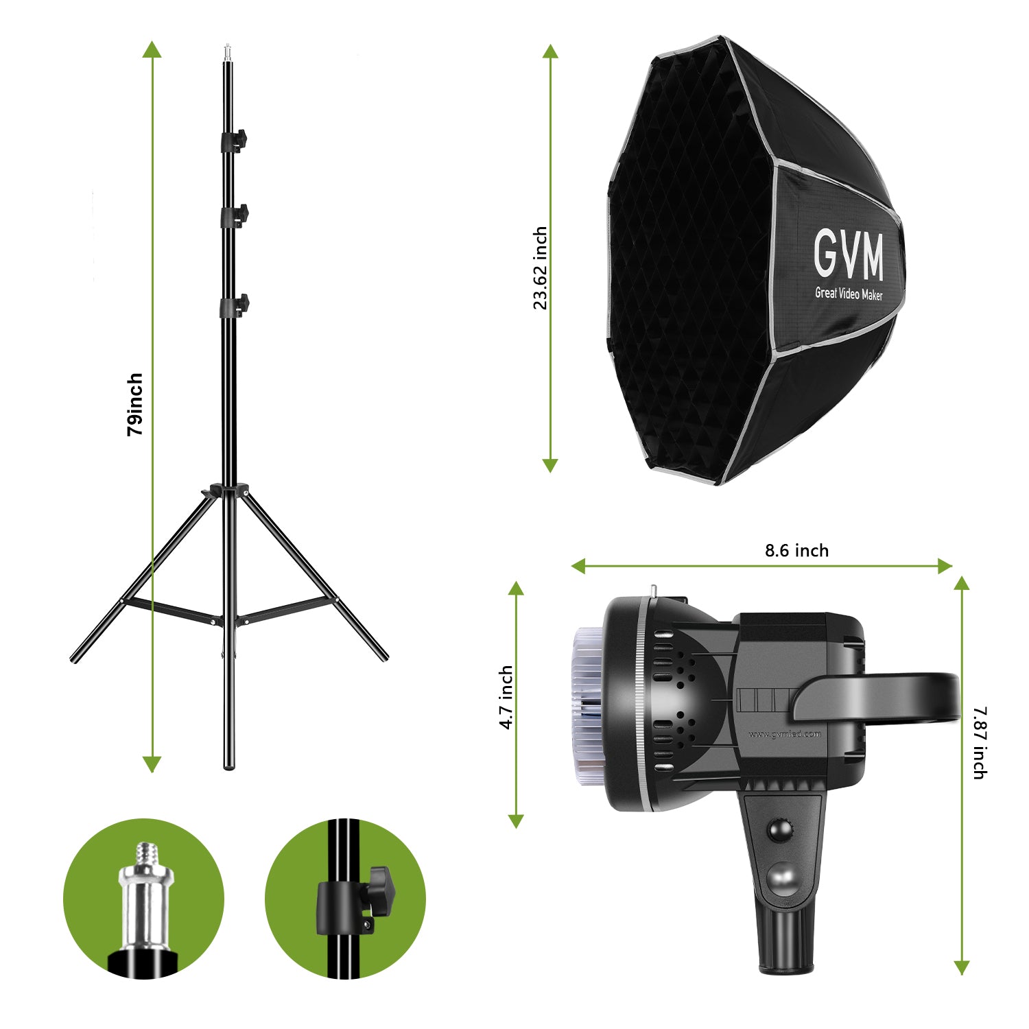 GVM 80W LED Spotlight Daylight Kit with Softbox(BOGO) - JIAN CHENG TECHNOLOGY INC.