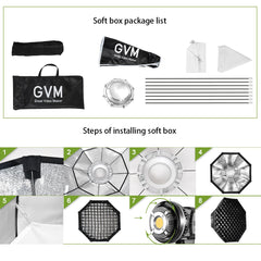 GVM 80W LED Spotlight Daylight Kit with Softbox(BOGO) - JIAN CHENG TECHNOLOGY INC.