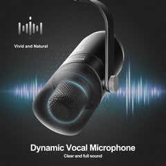 GVM Dynamic Microphone, XLR/USB Podcast Microphone with Mute Button, Monitoring Volume Control, Headphone Jack, Cardioid Gaming Mic, Vocal Mic for PC, MAC, Recording, Studio and Singing - GVM