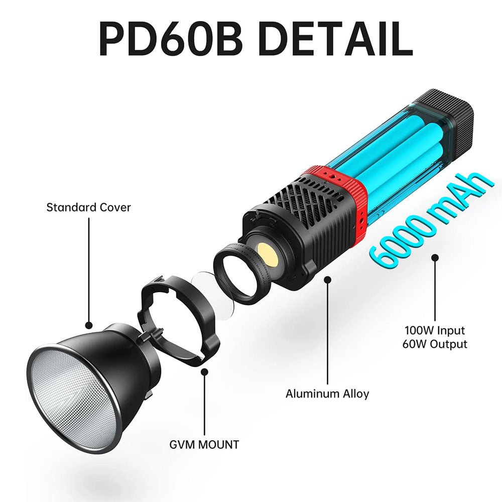 GVM PD60B 60W Hand - held Waterproof LED Light Spotlights - JIAN CHENG TECHNOLOGY INC.