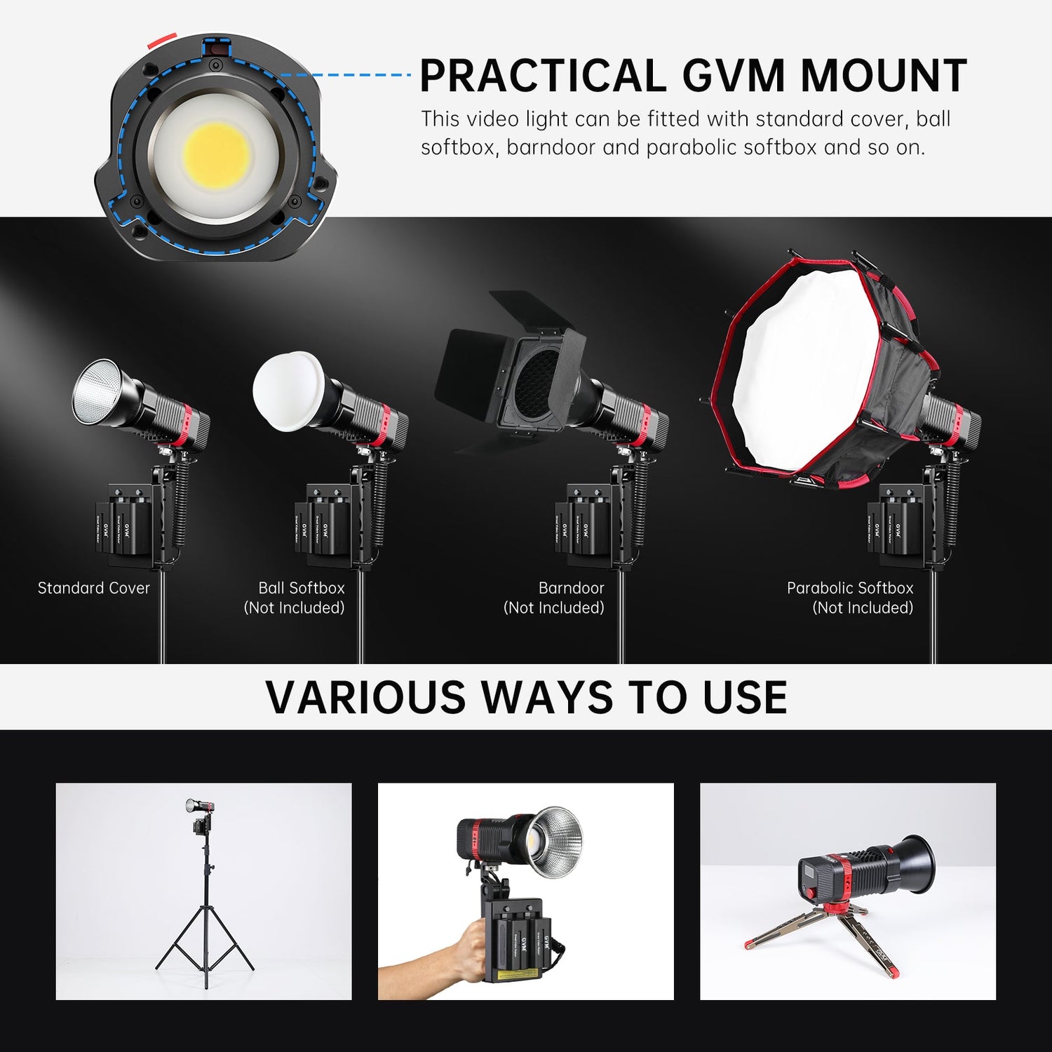 GVM - PL60B Waterproof External Model 60W Flashlight Light (Dual Color Temperature) - JIAN CHENG TECHNOLOGY INC.