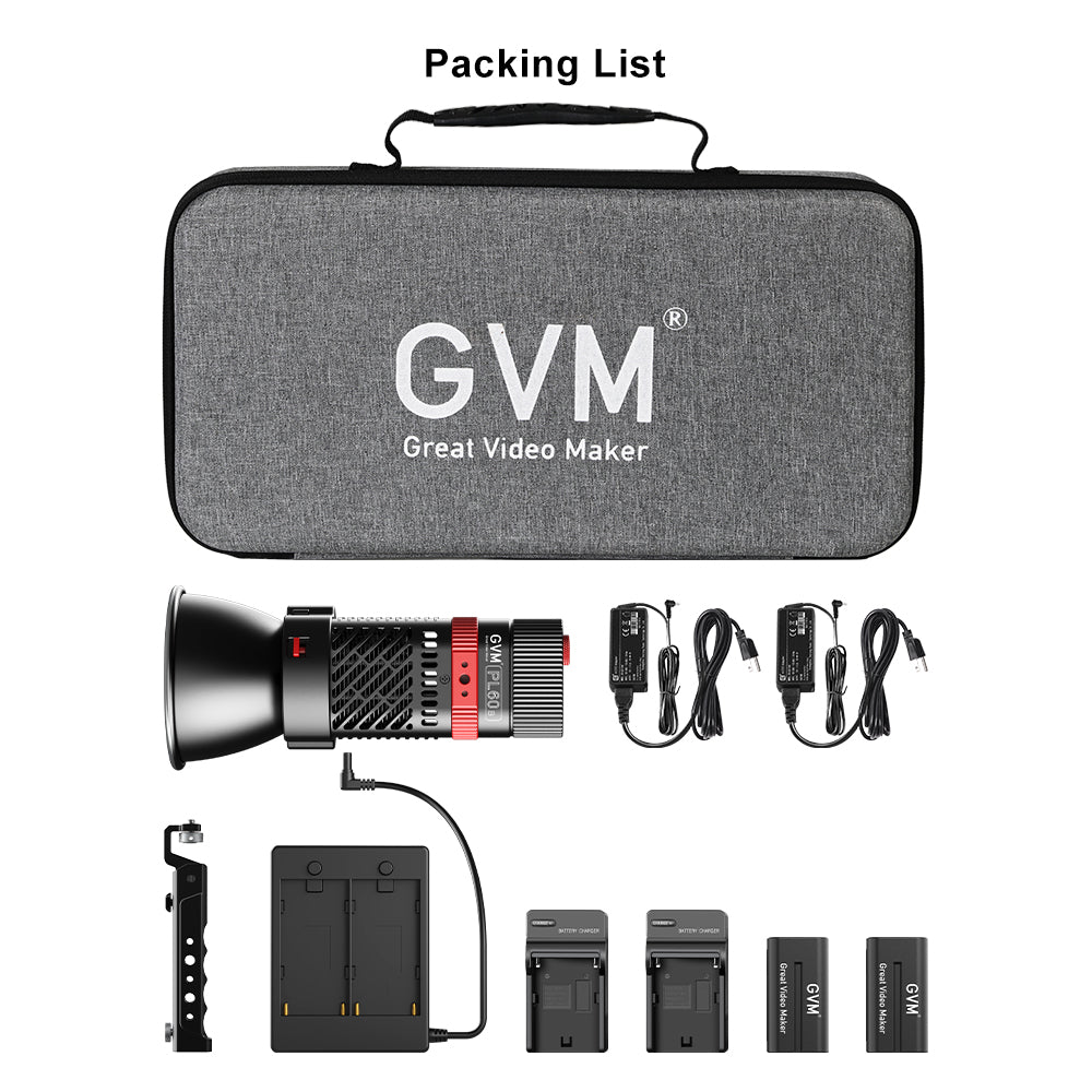 GVM - PL60B Waterproof External Model 60W Flashlight Light (Dual Color Temperature) - GVM