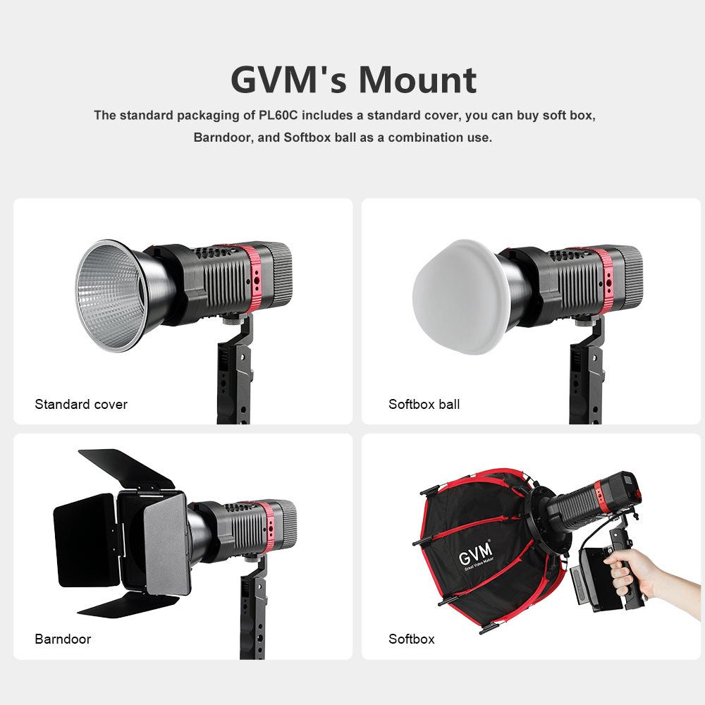 GVM PL60C External 60W RGB Flashlight with Battery - GVM