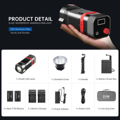 GVM PL60C Waterproof External 60W RGB Flashlight with Battery - JIAN CHENG TECHNOLOGY INC.