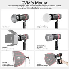 GVM PL60C Waterproof External 60W RGB Flashlight with Battery - GVM