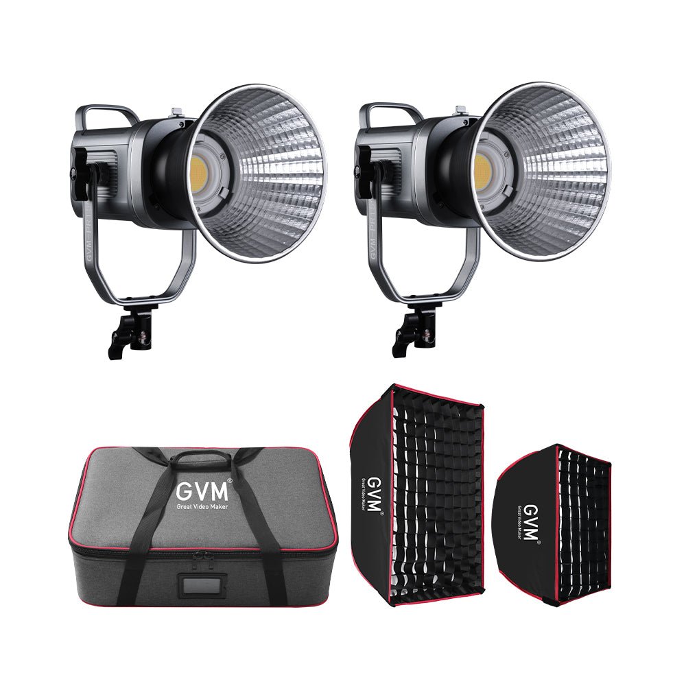 GVM PR150R 150W High Power LED Spotlight Bi - Color & RGB Studio Lighting Kit with Lantern Softbox - JIAN CHENG TECHNOLOGY INC.